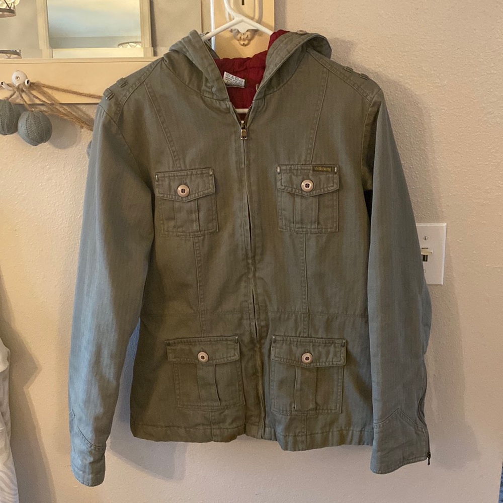 Billabong army green jacket.